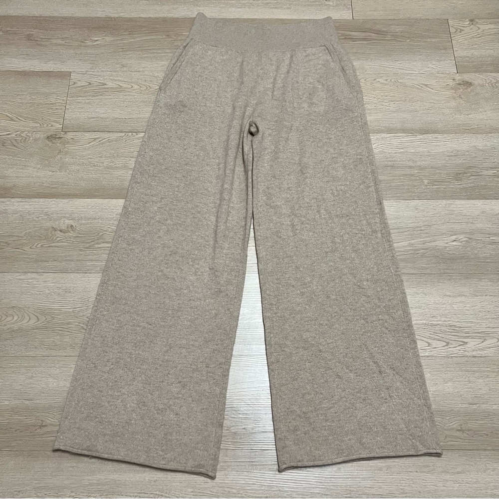 NakedCashmere Anastasia Wide Leg Knit Pants in Light Taupe